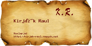 Kirják Raul névjegykártya